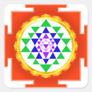 Sticker Carré PixDezines Sri Yantra Chakra Nettoyage/Lueur Orang