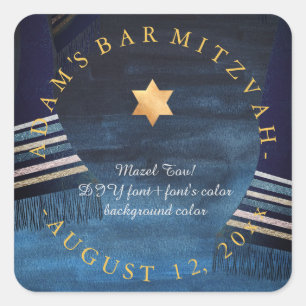 Sticker Carré PixDezines Tallit Bar Mitzvah/Aquarelle
