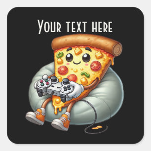 Sticker Carré pizza cool gamer