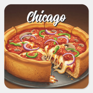 Sticker Carré Pizza de Chicago Deep Dish