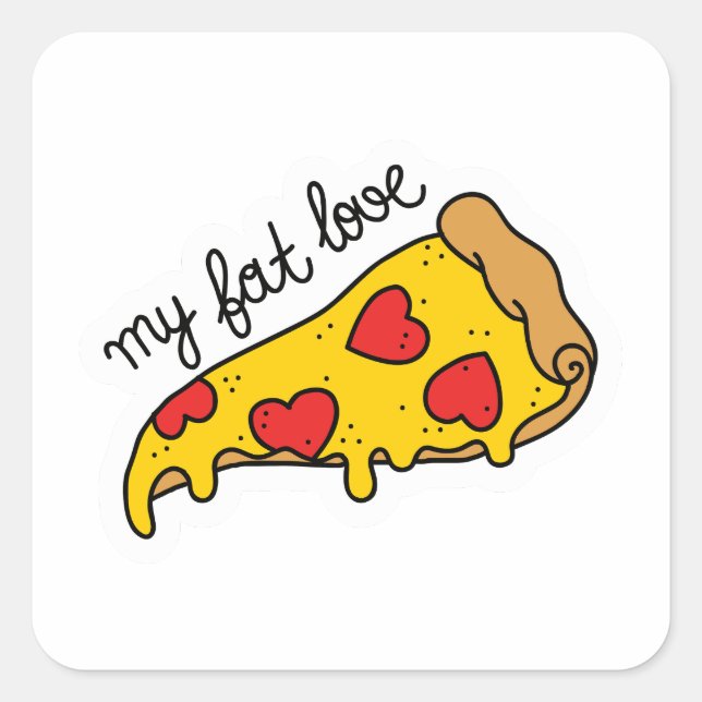 Sticker Carré Pizza flash mon gros amour (Devant)