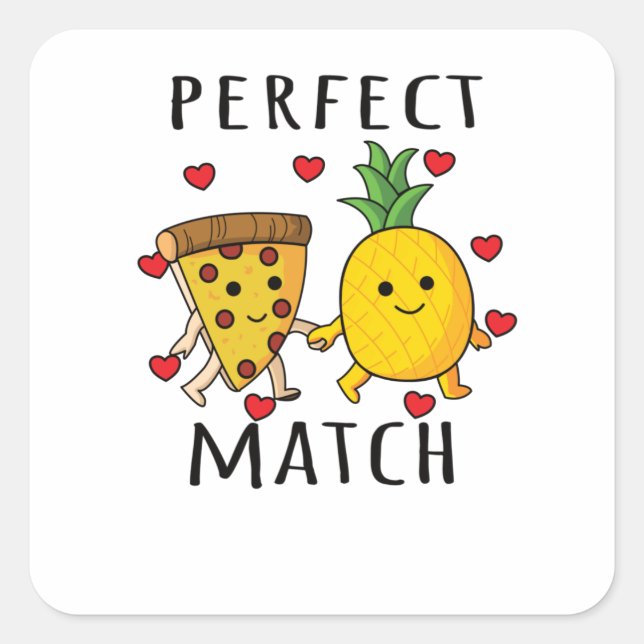 Sticker Carré Pizza Hawaii Pineapple Pizza Food (Devant)