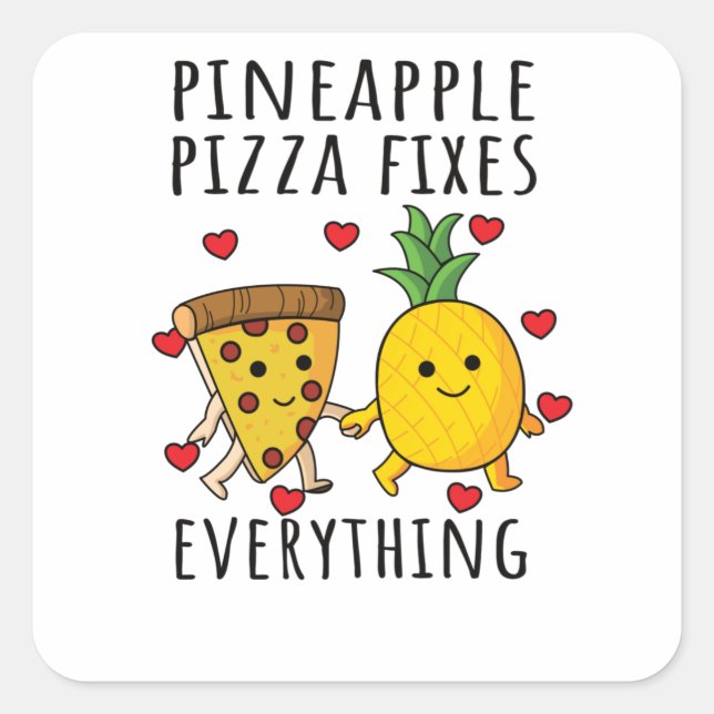 Sticker Carré Pizza Hawaii Pineapple Pizza Food (Devant)