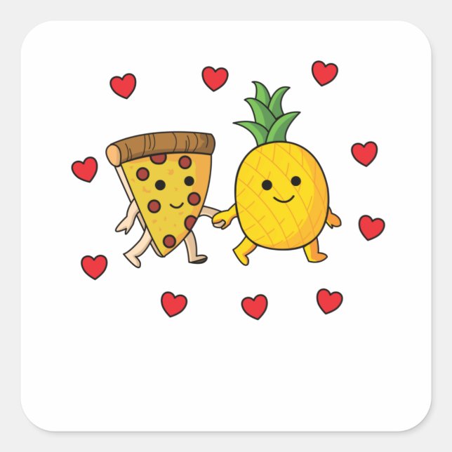 Sticker Carré Pizza Hawaii Pineapple Pizza Food (Devant)