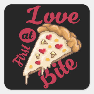 Sticker Carré Pizza Pixel Retro