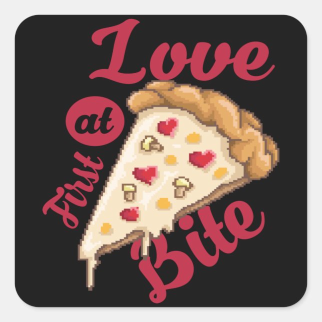 Sticker Carré Pizza Pixel Retro (Devant)