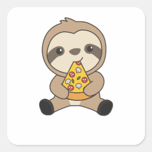 Sticker Carré Pizza Sloth Pizzas Restauration rapide Animaux mig