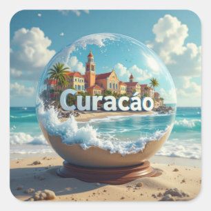 Sticker Carré plage côtière globe de Curaçao