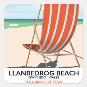Sticker Carré Plage de Llanbedrog, affiche de bord de mer Gwyned