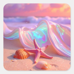 Sticker Carré Plage de rêve fantastique avec de belles étoiles d