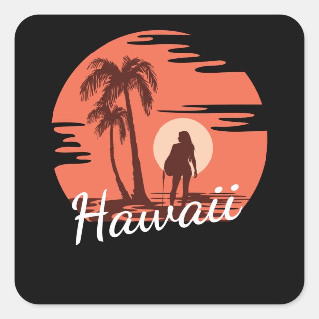 Sticker Carré Plage d'Hawaii (Devant)