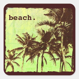 Sticker Carré plage - palmiers tropicaux