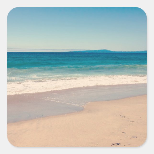 Sticker Carré Plage Photo Ocean Blue Pittoresque (Devant)
