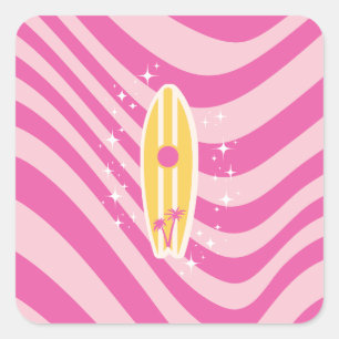 Sticker Carré Plage, Plage Art, Vibes tropicales, Preppy