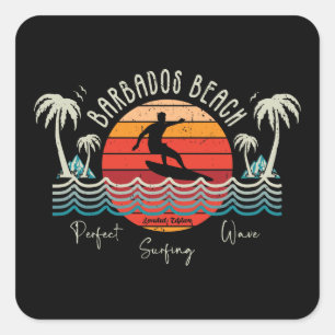 Sticker Carré Plage Retro Barbados