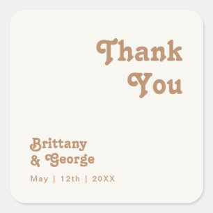 Sticker Carré Plage Retro   Ivory Merci Wedding Favor