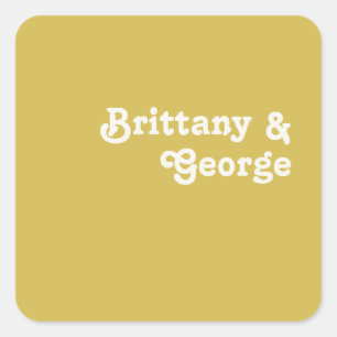 Sticker Carré Plage Retro Phoques d'enveloppe Mariage or