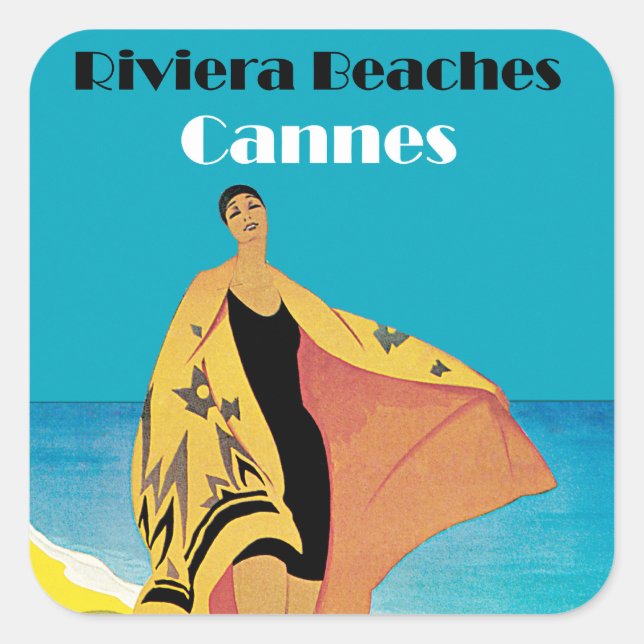 Sticker Carré Plages de Riviera ~ Cannes (Devant)