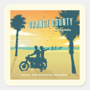 Sticker Carré Plages du comté d'Orange, Californie