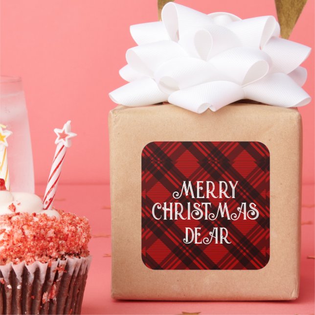 Sticker Carré  Plaid Élégant Moderne  (Fête)