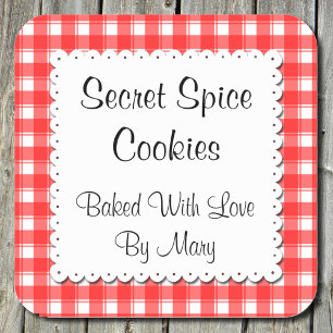 Sticker Carré Plaid Rouge Blanc Doily Personnalisation de Cuisin