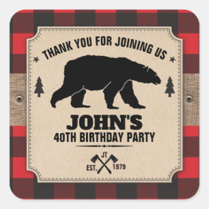 Sticker Carré Plaid rustique de Buffalo de regard de papier