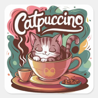 Sticker Carré Plaisir Catpuccino