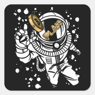 Sticker Carré Plan B Astronaute Cryptomonnaie Bitcoin