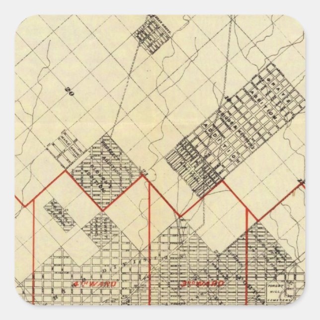 Sticker Carré Plan de Duluth et des banlieues (Devant)