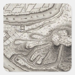 Sticker Carré Plan de la ville de Pittsburg