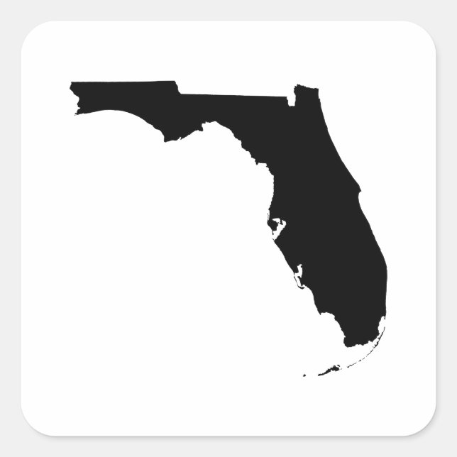 Sticker Carré Plan de l'État de Floride (Devant)