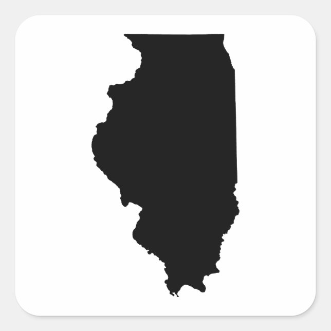 Sticker Carré Plan de l'État de l'Illinois (Devant)