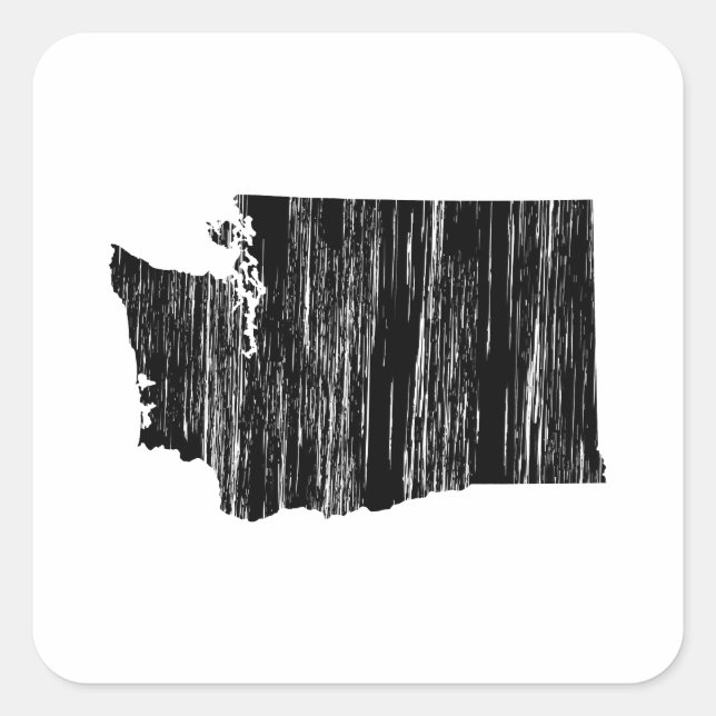 Sticker Carré Plan de l'État de Washington en état de détresse (Devant)