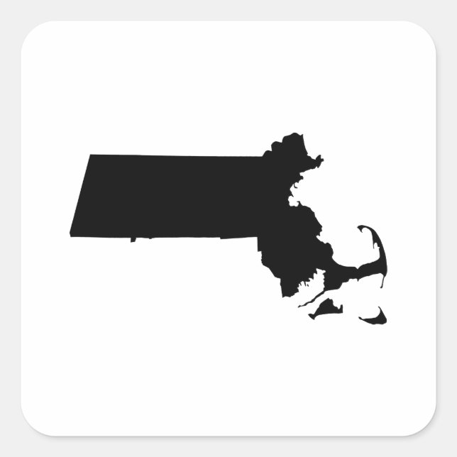 Sticker Carré Plan de l'état du Massachusetts (Devant)