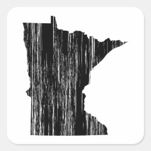 Sticker Carré Plan de l'État du Minnesota en détresse
