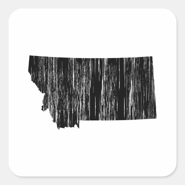 Sticker Carré Plan de l'État du Montana en détresse (Devant)