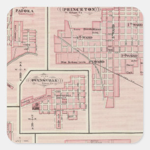 Sticker Carré Plan de Mount Vernon, Posey Comté avec Patoka