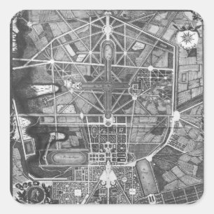 Sticker Carré Plan général de la ville et Château de