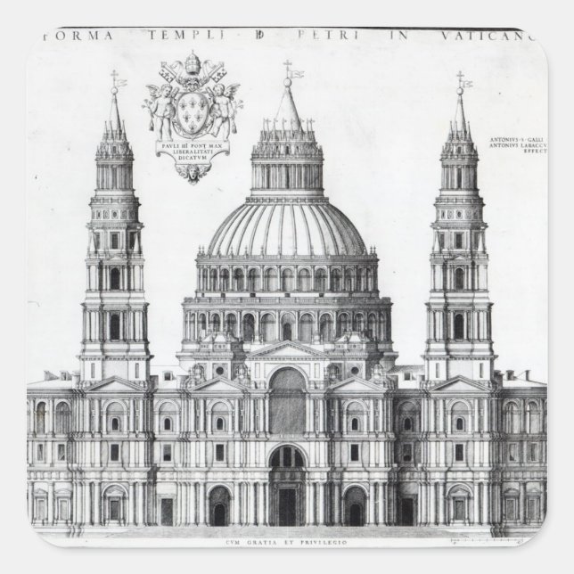 Sticker Carré Plan pour Saint-Pierre, Rome, 1539 (Devant)