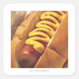 Sticker Carré plan rapproché d'un hot dog
