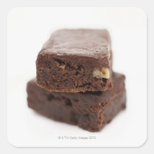 Sticker Carré Plan rapproché d'une pile de deux "brownie" de