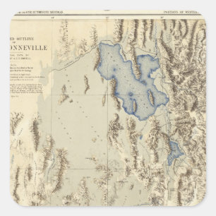 Sticker Carré Plan restauré du lac Bonneville