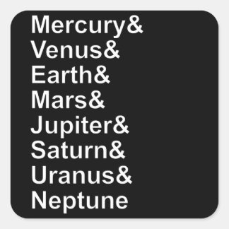Sticker Carré Planet Names Ampersand - Solar System Planets