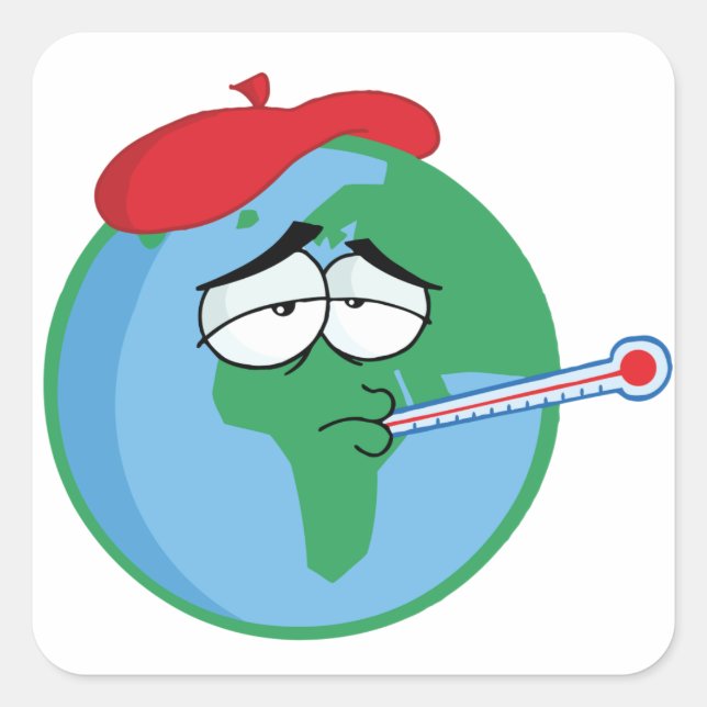 Sticker Carré Planète malade (Devant)