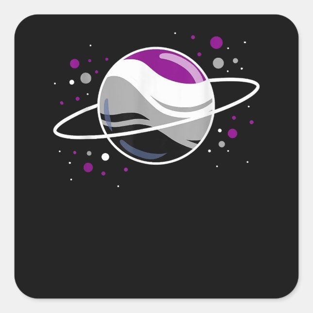 Sticker Carré Planète spatiale extra-atmosphérique Asexuel Ace P (Devant)