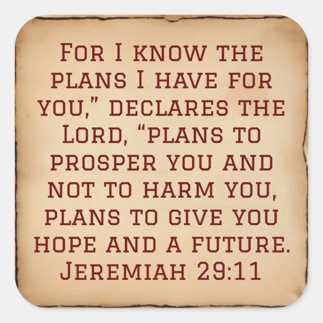 Sticker Carré Plans divins pour la prospérité de l'espoir | Jéré (Devant)
