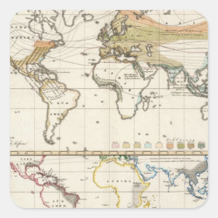 Sticker Carré plantes cultivés les plus importants Districts