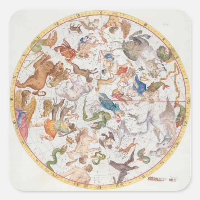 Sticker Carré Plaque 26 de "Atlas Coelestis", de John Flamsteed (Devant)