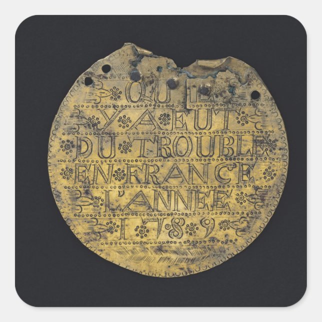 Sticker Carré Plaque avec la phrase (Devant)