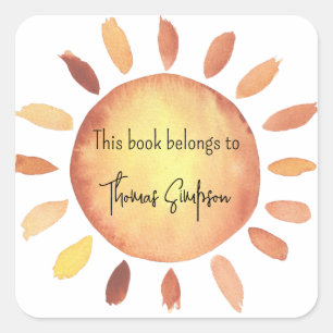 Sticker Carré Plaque baby shower Sunshine
